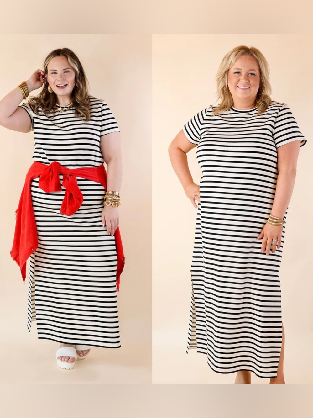 SPANX AirEssentials Striped T-Shirt Short Sleeve Maxi Dress Size 2X
